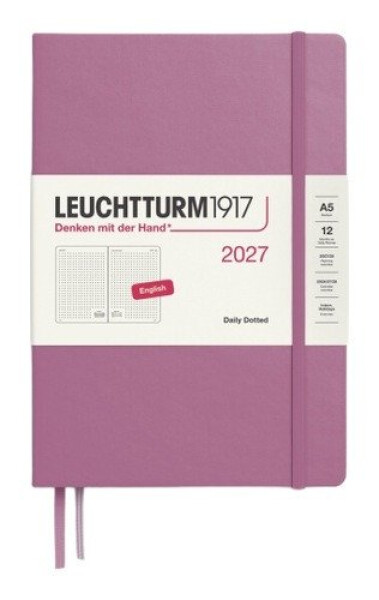 Denní plánovač Dusty Rose, tečkovaný Medium A5 2027, anglicky