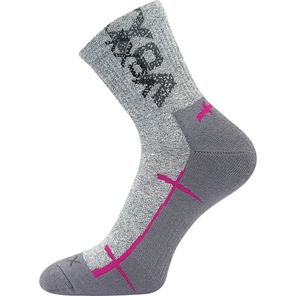 VOXX Ponožky sportovní WALLI s ionty stříbra SVĚTLE ŠEDÉ S FUXIA 35-38 120162