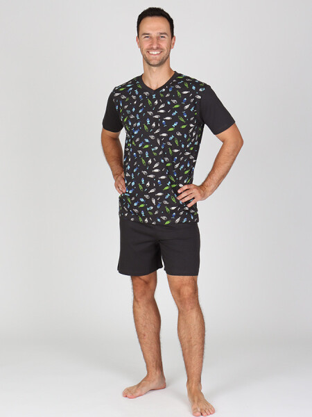 EVONA a.s. Pánské krátké pyžamo P TRISTAN s motivem ryb - P TRISTAN XL