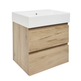 Koupelnová skříňka 2 zásuvková s umyvadlem SAT B-Way 59x50x45 cm dub mat BWAY260OAKU2BI BWAY260OAKU2BI