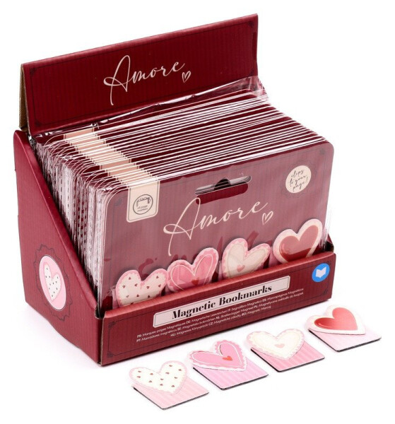 Záložky do knihy magnetické 4ks - Srdce