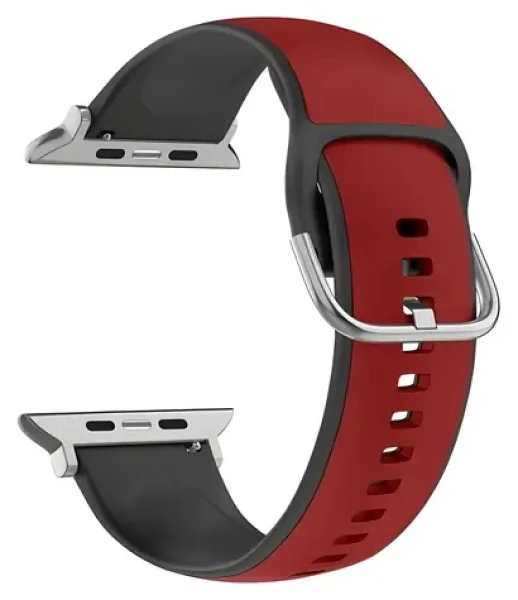 Beline Silico Leather červeno-černá / Řemínek / Silikon/eko-kůže / Pro Apple Watch 1-9/SE/SE2 / 38/40/41 mm