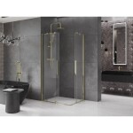 MEXEN/S - Velar Duo čtvercový sprchový kout 100 x 90, transparent, zlatá 871-100-090-02-50