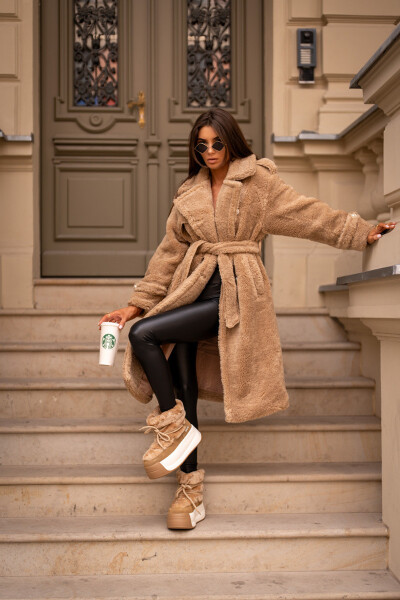 Kožené Dámské Sněhule Na Silné Podešvi S Kožešinou Big Star OO274A207 Hnědé 39