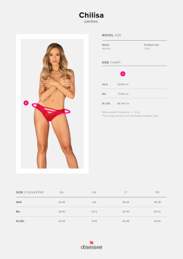 Krajkové kalhotky Chilisa panties - Obsessive červená XS/S