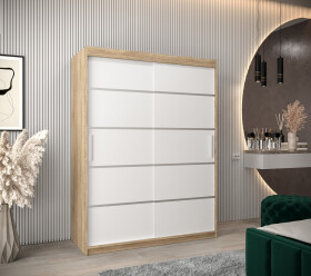 Šatní skříň Abi V1 Barva korpusu: Dub Sonoma, Rozměry: 150 cm, Dveře: Bílá