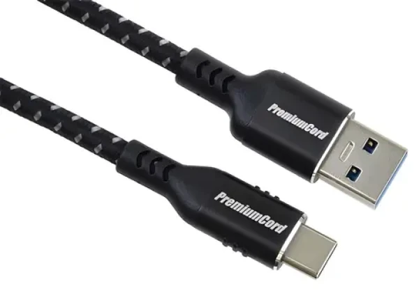 PremiumCord kabel USB-C - USB 3.0 A / Kabel / USB 3.2 Gen 1 / 5 Gbit/s / 3A / 1 m / bavlněný oplet (ku31cx1)