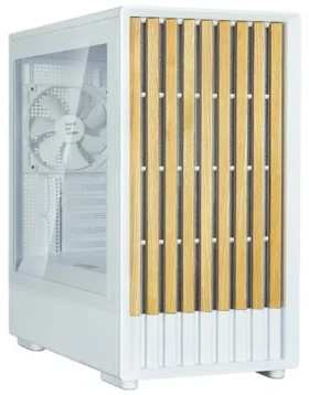 Zalman P10 Namu bílá / PC skříň / Mini Tower / 3x 120 mm fan / USB-A 3.0 / USB-C / dřevěné doplňky / bez zdroje (P10 Namu white)