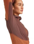 ICEBREAKER Wmns Mer 200 Realfleece Descender LS Zip H, Dusty Clay/Carob/Cb (vzorek) velikost: S