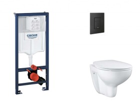 GROHE - Rapid SL Set předstěnové instalace, klozetu, sedátka SoftClose a tlačítka Even, phantom black SANI11BB5113