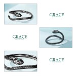 Stříbrný prsten Graceful Snake Black, stříbro 925/1000, had, Černá nastavitelná