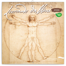 Nástěnný poznámkový kalendář 2026 NOTIQUE - Leonardo da Vinci, 30 x 30 cm