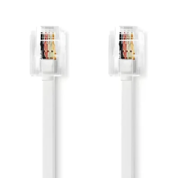 Nedis telefonní kabel bílá / Telefonní kabel / RJ11 - RJ11 / pozlacené konektory / Plochý / 10 m (TCGL90200WT100)