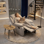 Polohovací křeslo, béžová, látka, TV-4086 LAN2