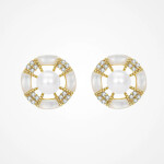 Náušnice s bílou perlou Loretta, Zlatá Bílá