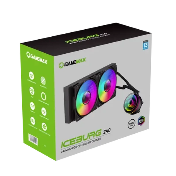 Gamemax Iceburg 240 Infinity černá / AIO vodní chladič CPU / 2x 120 mm / 240 mm radiátor (ICEBURG 240 INFINITY)