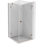 MEXEN/S - Lunar-B sprchový kout dveře křídlové pravá 70 x 70, transparent, růžové zlato 832-070-070-60-00-P