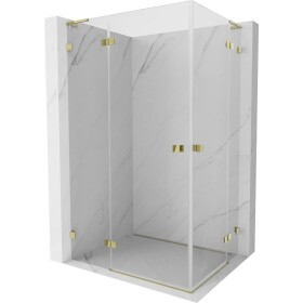 MEXEN/S - Lunar L Duo sprchový kout dveře křídlové 80 x 75, transparent, zlato 834L-080L-075P-50-00