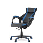 Herní křeslo, modrá, černá ekokůže a černá látka a síťovina MESH, PCA mech