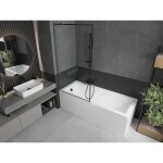 MEXEN/S - Next vanová zástěna FIX 90 x 150, černá vzor, grafit metal 895-090-000-00-70-95
