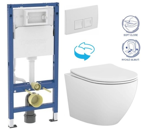 GEBERIT DuofixBasic s bílým tlačítkem DELTA50 + WC CERSANIT DESSE VORTEX /VÍROVÉ SPLACH/ + SEDÁTKO 458.103.00.2 50BI ES1