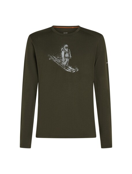 ICEBREAKER Mens Merino 200 Oasis LS Crewe SkiingYeti, Dark Loden velikost: L