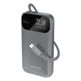 Dudao K31 10000mAh šedá / Powerbanka / s vestavěným kabelem / 22.5W (195943)
