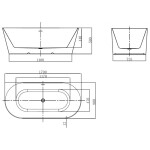 MEXEN/S - Oval Slim volně stojící vana nástěnná 170 x 80, bílá, sifon a přepad zlatá 52661708000-50