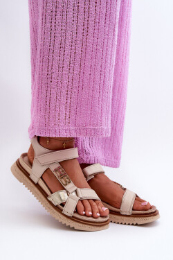 Zazoo 50103 Dámské Kožené Sandály Na Platformě Beige 41