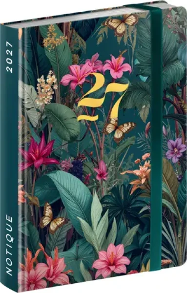 NOTIQUE Tropical Jungle 2027 / Kapesní týdenní diář / 9,8 × 14,5 cm / anglické kalendárium
