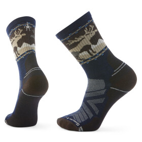 Unisex merino turistické ponožky SMARTWOOL Hike Light Cushion Mountain Moose Crew S, Deep Navy velikost: 38-41 (M)