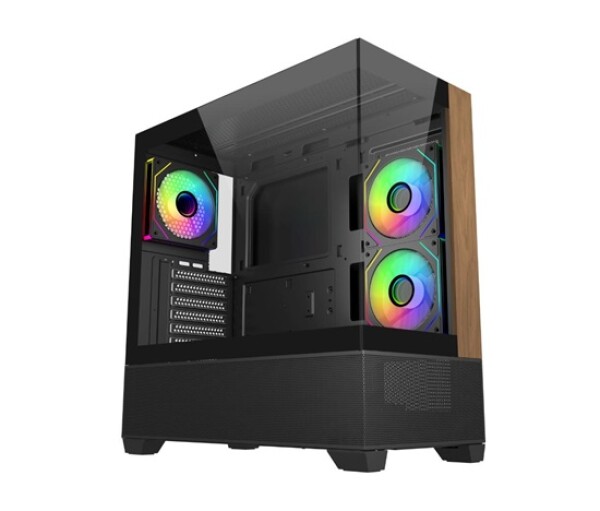 Cooler Master case Elite 690 Wood, ATX, Průhledná bočnice, 3x 120mm ARGB Fan, Černá EDF_1566522