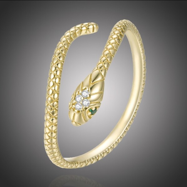 Stříbrný prsten Graceful Snake Gold, stříbro 925/1000, had, nastavitelná Zlatá
