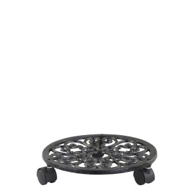 Chic Antique Pojízdný podstavec na rostliny Ø 29 cm, černá barva, litina