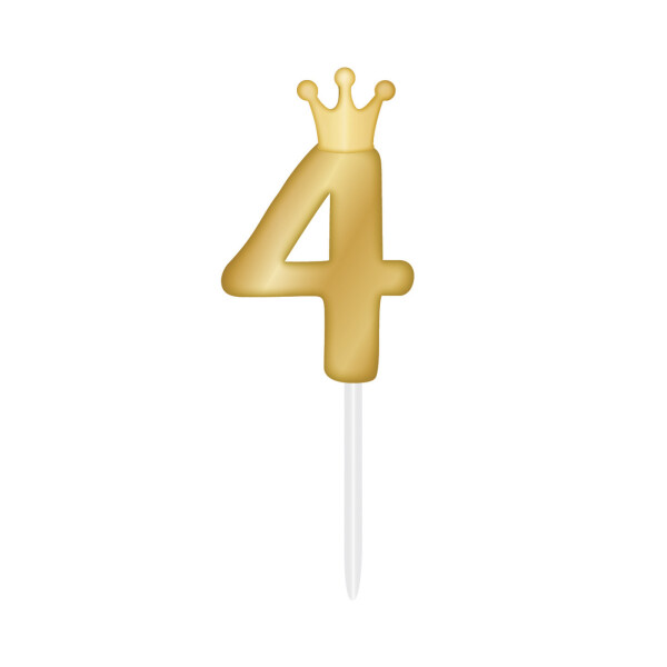 SVÍČKA zlatá s korunkou ČÍSLO 4 - Albi