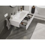 MEXEN/S - Rivel koupelnová skříňka 100 cm s umyvadlem Vela, 1 šuplík, reliéf , bílá mat 91A20-10023-1-BF01-W23M01