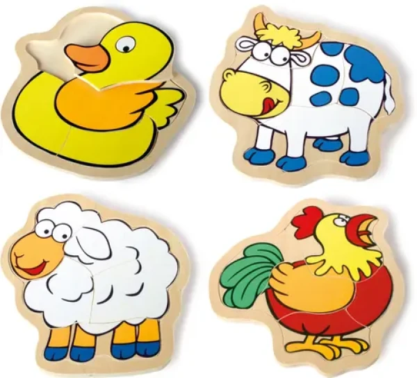 SMALL FOOT Dřevěné vkládací puzzle Farma 4v1