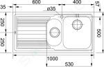 FRANKE - Logica Nerezový dřez LLX 651/7, 1000x500 mm 101.0120.190