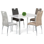 Jídelní židle, potah krémová látka COWBOY v dekoru vintage kůže, bílé prošití, k