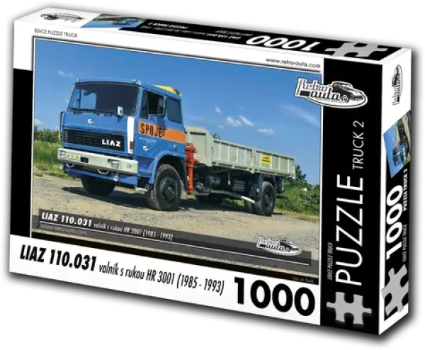 RETRO-AUTA Puzzle TRUCK č.2 Liaz 110.031 valník s rukou HR 3001 (1985–1993)