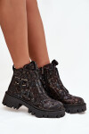 Kožené dámské kotníčkové boty s ozdobou zateplené Artiker 57C2084 Černo-zlaté 38