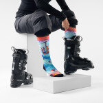 Unisex merino lyžařské ponožky SMARTWOOL Ski Zero Cushion Ski Day Print OTC Socks, Laguna Blue velikost: 46-49 (XL)