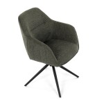 Židle jídelní a konferenční, zelená látka, černé kovové nohy, otočný mechanismus