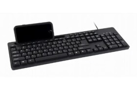 Gembird KB-UM-108 černá / multimediální drátová klávesnice / USB-A / US layout / držák telefonu (KB-UM-108)