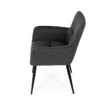 Židle jídelní, tmavě šedá látka, černý kov