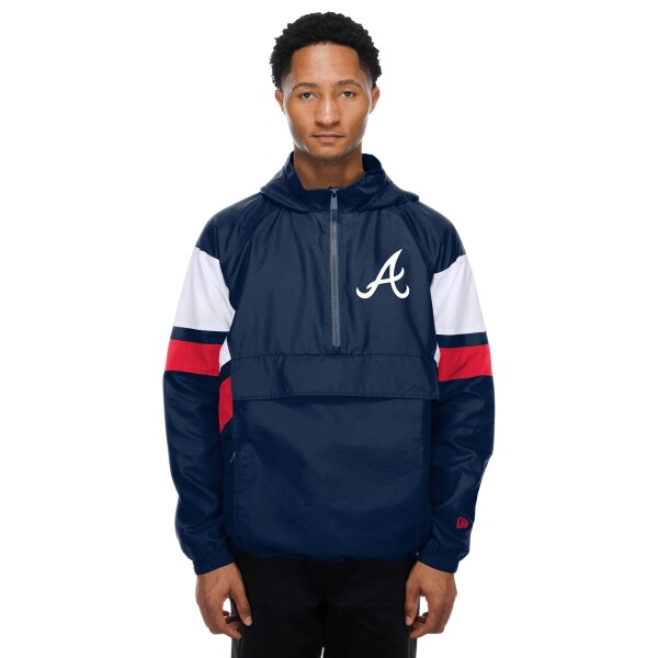 New Era Pánská bunda Atlanta Braves MLB Quarter Zip Windbreaker Velikost: S