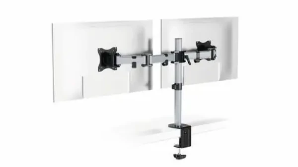 Durable SELECT stříbrná / Stolní držák pro dva monitory / do 27" / VESA 75-100 mm / nosnost 8 kg (509523)