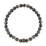 Korálkový náramek Marc - 6 mm přírodní labradorit, etno styl, Šedá 21 cm