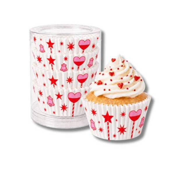Dortisimo Košíčky na mini muffiny s červenými hvězdami a zvonky (100 ks)