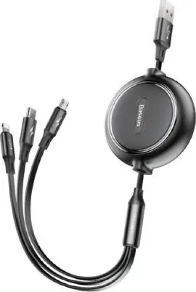 Baseus 3v1 černá / Kabel USB-A / USB-C, microUSB, Lightning / 1,2 m (46956)